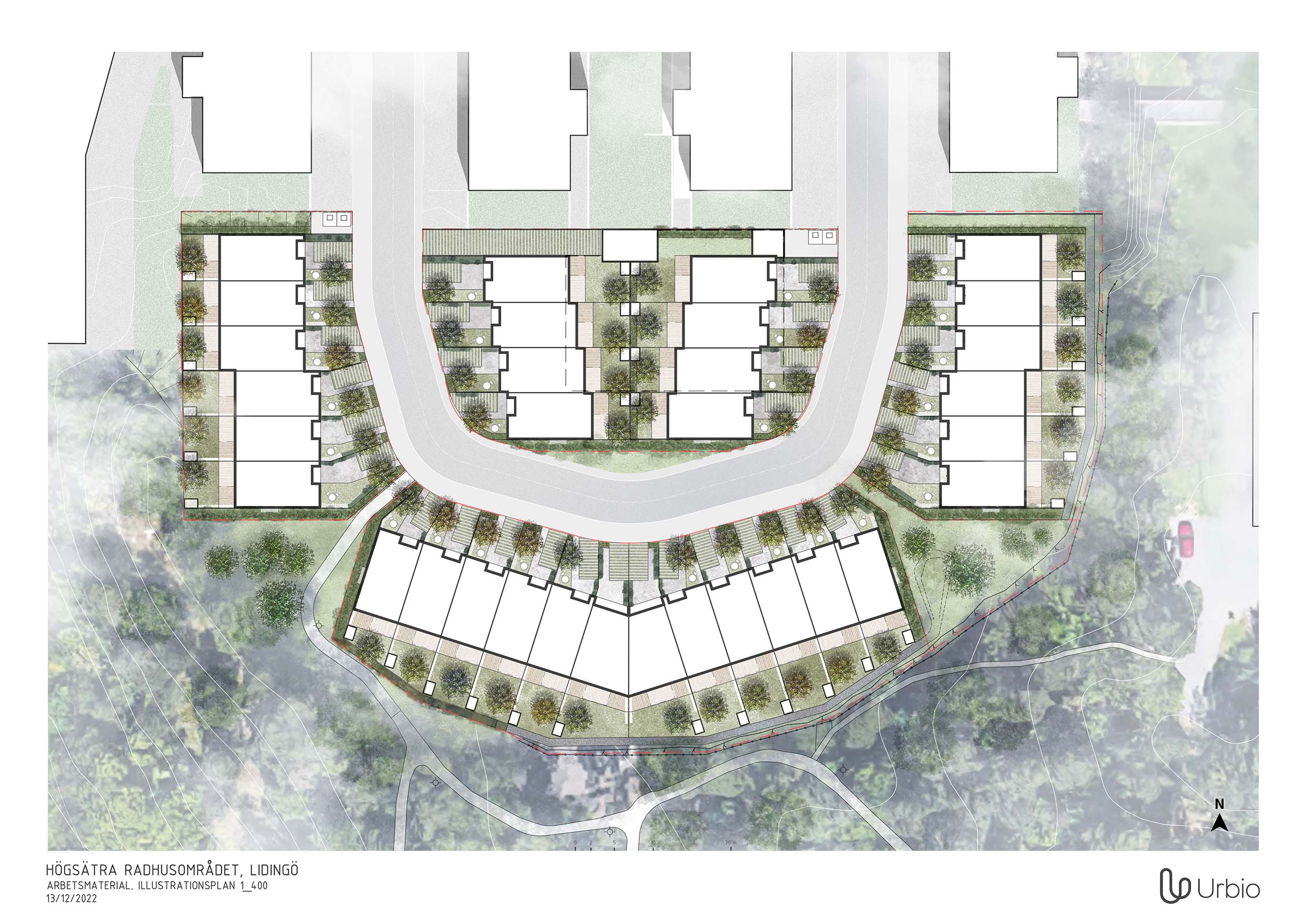 Sitplan av det nya bostadsområdet i Högsätra, Lidingö.